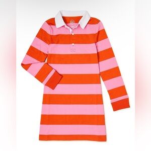 Wonder Nation Girls' Rugby Dress with long sleeves & white collar/Size: XL 14-16